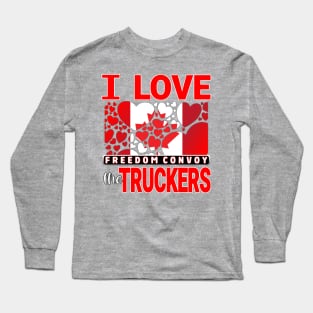 CONVOY TRUCK FOR FREEDOM -LIBERTE - I LOVE THE TRUCKERS RED LETTERS Long Sleeve T-Shirt